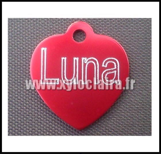 Médailles d'Animaux coeur alu rouge luna