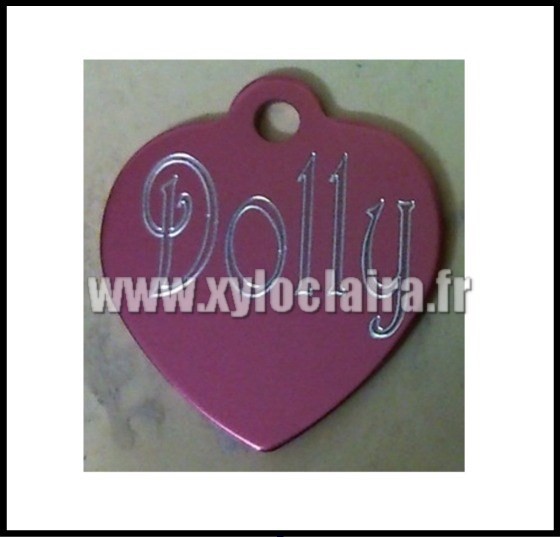Médailles d'Animaux coeur rose alu dolly