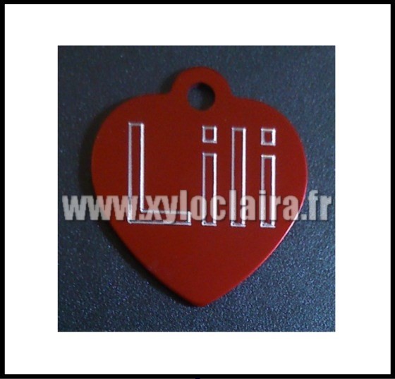 Médailles d'Animaux coeur rouge alu lili