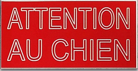 Réf : 18987 Gravoply ultra en mat - Plaque de porte 2 lignes dimensions 100x50mm - Rouge/Blanc - Attention au Chien