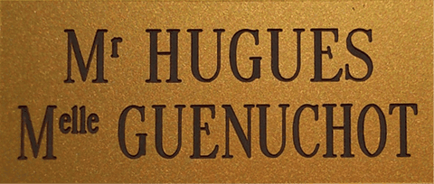 Réf : 17927 Gravoglas 2 plex brillant doré - 2 lignes - Mr et Mme NOM