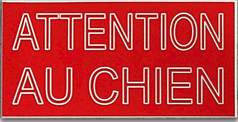 Réf : 18987 Gravoply ultra en mat - 100x50mm - attention-au-chien - 2 lignes